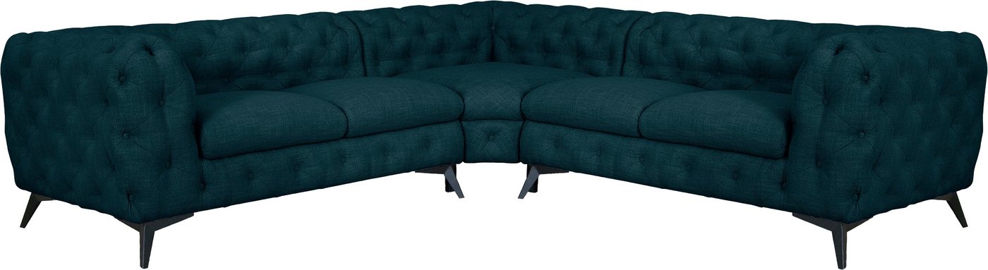 Leonique Chesterfield-Sofa Glynis L-Form, aufwändige Knopfheftung, moderne Chesterfield Optik, Fußfarbe wählbar von Leonique