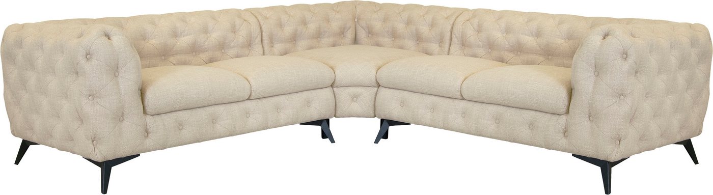 Leonique Chesterfield-Sofa Glynis L-Form, aufwändige Knopfheftung, moderne Chesterfield Optik, Fußfarbe wählbar von Leonique