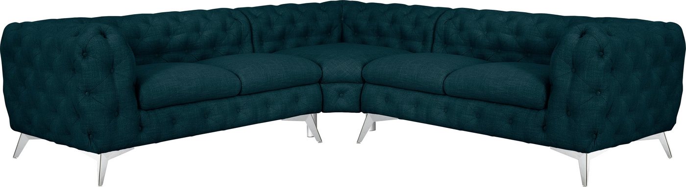 Leonique Chesterfield-Sofa Glynis L-Form, aufwändige Knopfheftung, moderne Chesterfield Optik, Fußfarbe wählbar von Leonique