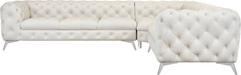 Leonique Chesterfield-Sofa Ecksofa GLYNIS L-Form mit Wellenunterfederung, Maße B/T/H 323/264/75cm, aufwändige Knopfheftung, moderne Chesterfield Optik, Fußfarbe wählbar von Leonique