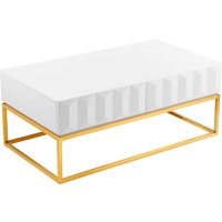 Leonique Couchtisch "Alais, TOPSELLER, OTTOs Choice" in 3D-Optik, mit zwei Schubladen und goldfarbenem Metallgestell von Leonique