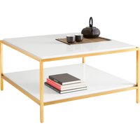 Leonique Couchtisch "Cherlen, TOPSELLER, OTTOs Choice" mit zwei Ablageflächen und goldfarbenem Gestell, quadratisch von Leonique