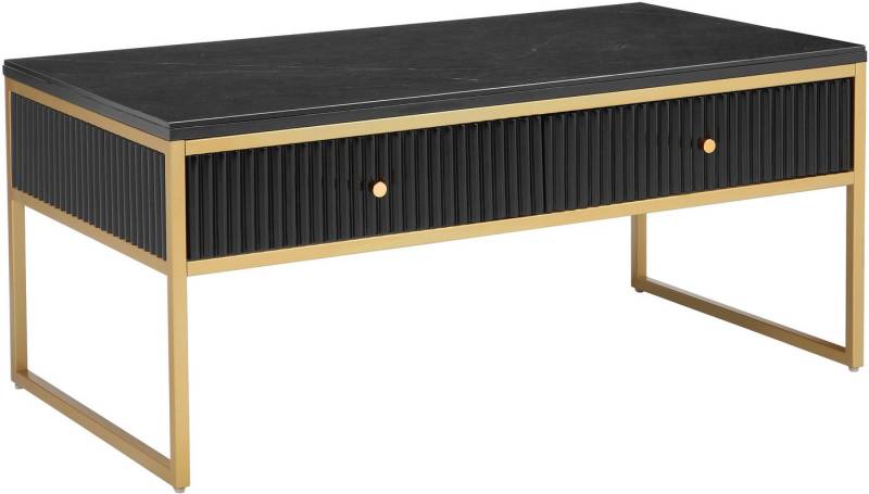 Leonique Couchtisch Fleuriss, Keramikplatte, goldenen Beinen, FSC-zertifiziertem Holz, Breite 110 cm von Leonique