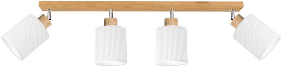 Leonique Deckenleuchte Elibana, Leuchtmittel wechselbar, Deckenlampe aus Massivholz, Stoffschirm weiss, Optik, Made in Europe von Leonique