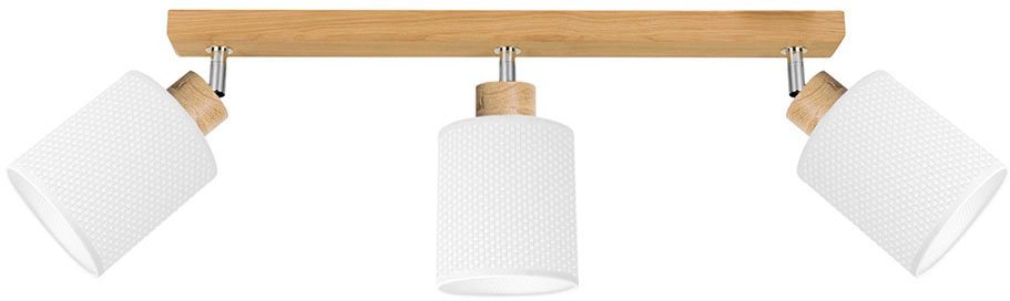 Leonique Deckenleuchte Elibana, Leuchtmittel wechselbar, Deckenlampe aus Massivholz, Stoffschirm weiss, Optik, Made in Europe von Leonique