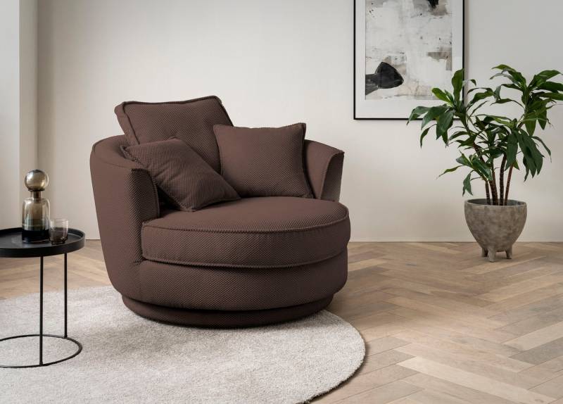 Leonique Drehsessel MAISIE, Love Seat XXL, Lese-Sessel BIG-, Sessel in MEGA CORD u. Web-Velours, 360 Grad drehbar von Leonique