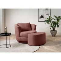 Leonique Drehsessel "MAISIE, Love Seat,Lese-Sessel,Sessel-Set, mit Hocker", (2 St.), in MEGA CORD und Web-Velours, drehbar 360 Grad mit Hocker von Leonique