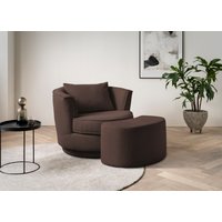 Leonique Drehsessel "MAISIE, Love Seat,Lese-Sessel,Sessel-Set, mit Hocker" 2 Stk. tlg. in MEGA CORD und Web-Velours, drehbar 360 Grad mit Hocker von home affaire