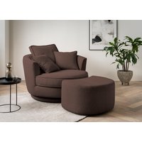 Leonique Drehsessel "MAISIE, Love Seat XXL Lese-Sessel, Big-Sessel mit Hocker," 2 Stk. tlg. Set in MEGA CORD und Web-Velours, drehbar 360 Grad von Leonique