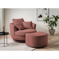 Leonique Drehsessel "MAISIE, Love Seat XXL Lese-Sessel, Big-Sessel mit Hocker,", (2 St.), Set in MEGA CORD und Web-Velours, drehbar 360 Grad von Leonique