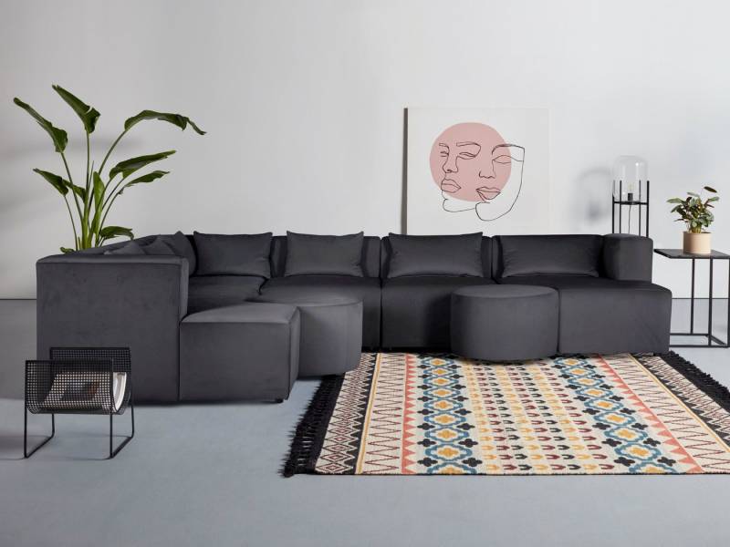 Leonique Ecksofa Alexane L-Form, zusammengesetzt aus Modulen, in vielen Bezugsqualitäten und Farben von Leonique