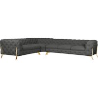 Leonique Chesterfield-Sofa "Amaury L-Form", großes Ecksofa, Chesterfield-Optik, Breite 323 cm, Fußfarbe wählbar von Leonique