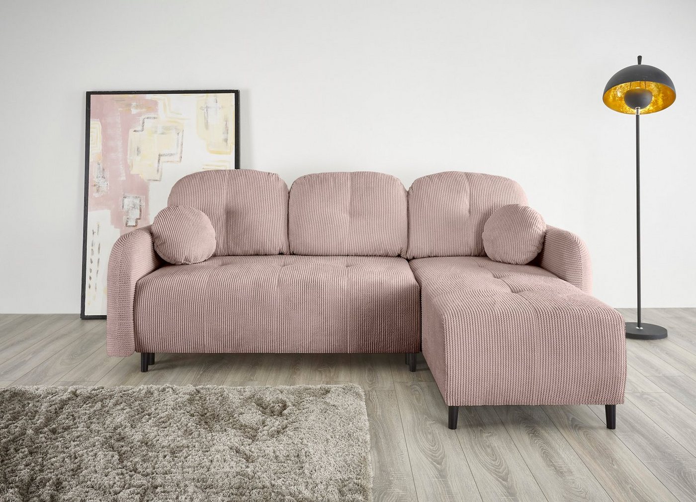 Leonique Ecksofa BLAISE, mit Bett-Funktion (Liegefläche 140/200 cm), Zier- und Rückenkissen von Leonique