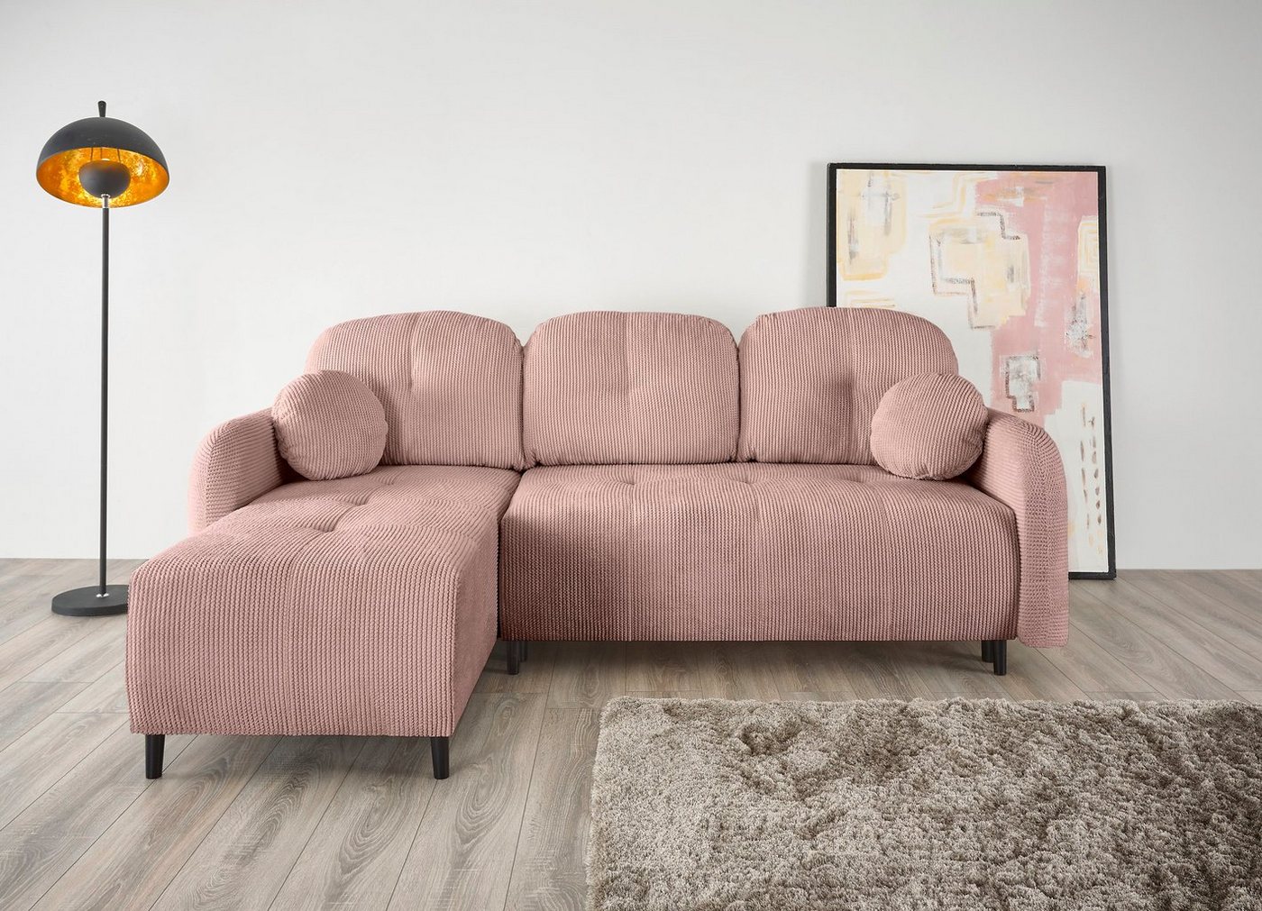 Leonique Ecksofa BLAISE, mit Bett-Funktion (Liegefläche 140/200 cm), Zier- und Rückenkissen von Leonique