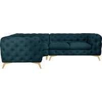 Leonique Chesterfield-Sofa "Ecksofa GLYNIS L-Form mit Wellenunterfederung, Maße B/T/H 264/204/75cm", aufwändige Knopfheftung, moderne Chesterfield Optik, Fußfarbe wählbar von Leonique