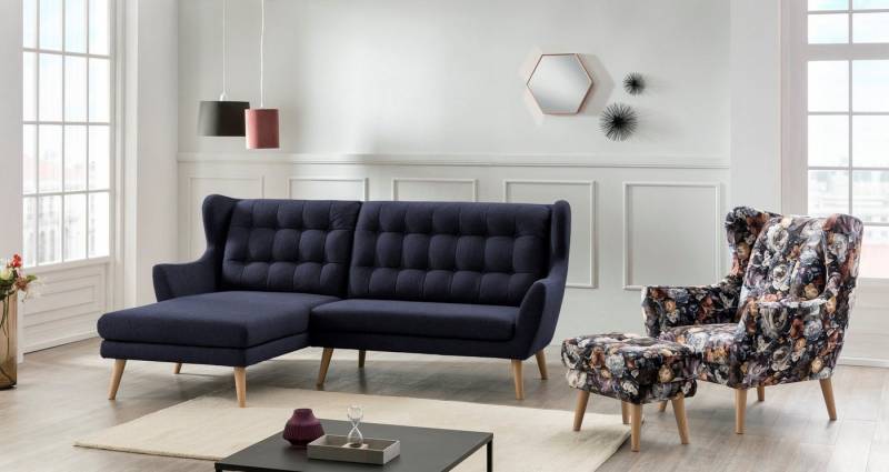 Leonique Ecksofa Louanne, L-Form, mit Holzfüßen von Leonique