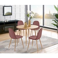 Leonique Essgruppe "Eadwine, TOPSELLER Sitzgruppe Esstisch plus 4 Esszimmerstühle" Set, 1 Esstisch plus 4 Esszimmerstühle, 5 Stk. tlg. von Leonique