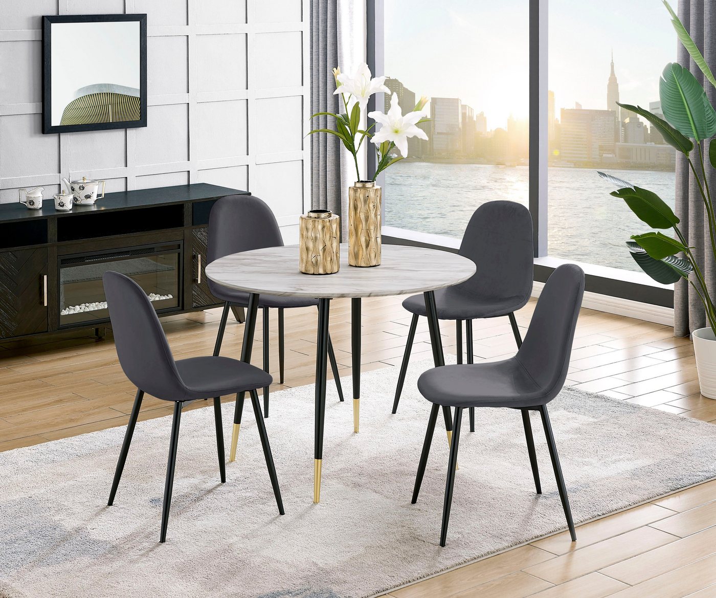 Leonique Esszimmerstuhl Eadwine, TOPSELLER! Stuhl, Küchenstuhl, 4-Fuß Stuhl, OTTOs Choice (Set, 4 St), Polsterstuhl mit Metallgestell, im 1er. 2er und 4er Set erhältlich von Leonique