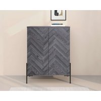 Leonique Highboard "Eadwine" Kommode, Midischrank, Push-to-open, Türen mit Fischgräten Muster von Leonique