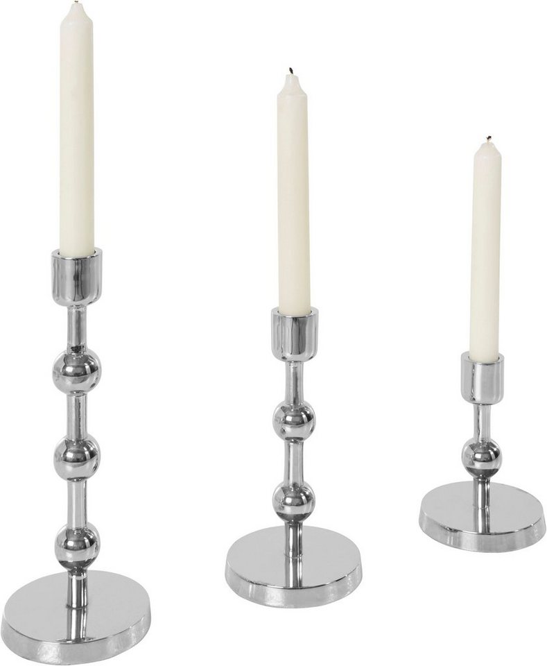 Leonique Kerzenständer Elliose (Set, 3 St), aus Aluminium, handgefertigt, 3 Größen im Set von Leonique