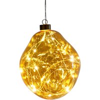 Leonique Dekokugel "Birdelle, mit LED Beleuchtung, Weihnachtsdeko in organischer Form", Ø ca. 15 cm, Christbaumkugeln, organische Kugeln aus Glas von Leonique