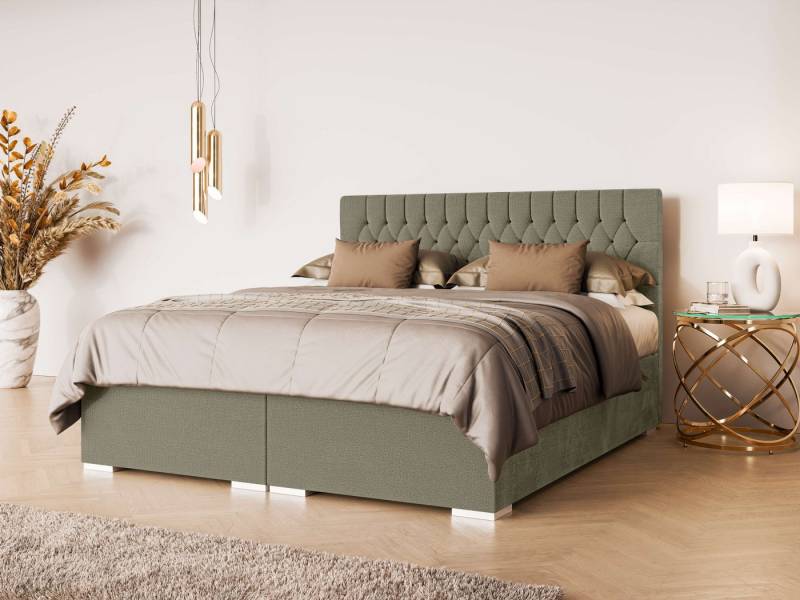 Leonique Polsterbett ALIY mit Matratze und Topper, in 3 Breiten (140, 160 und 180 cm), Boxspringbett mit Kopfteil, Bettkasten, Matratze (BFK/TFK) und Topper von Leonique