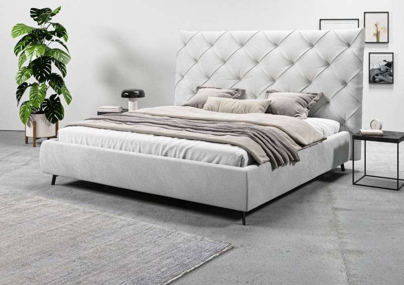 Leonique Polsterbett Maxime, in 4 Breiten bis 200cm, auch in Leder, Kopfteilhöhe 143 cm, belastbar bis 280 kg, auch in Überlänge 220cm von Leonique