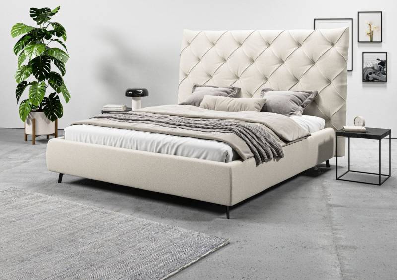 Leonique Polsterbett Maxime, in 4 Breiten bis 200cm, auch in Leder, Kopfteilhöhe 143 cm, belastbar bis 280 kg, auch in Überlänge 220cm von Leonique