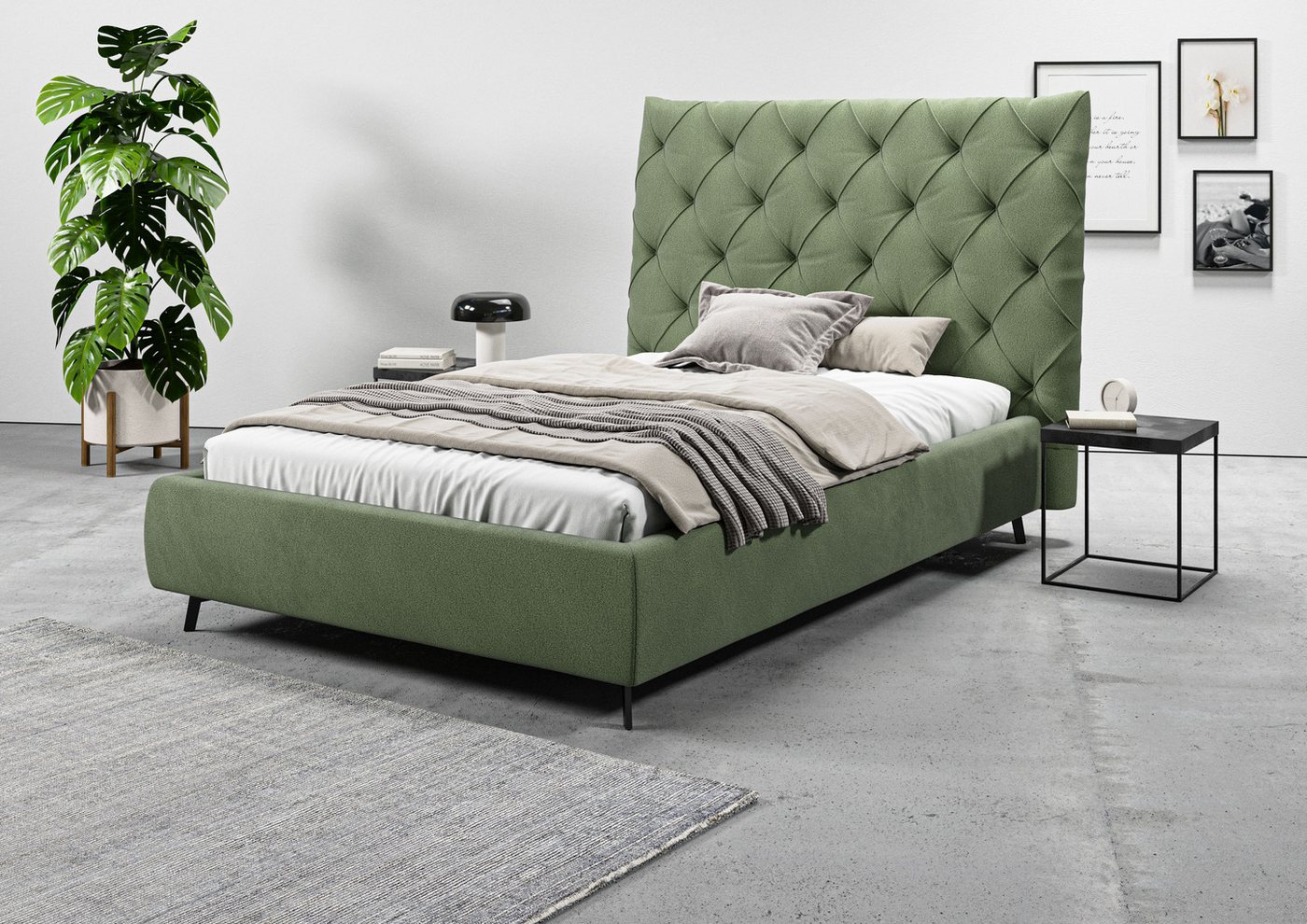 Leonique Polsterbett Maxime, in 4 Breiten bis 200cm, auch in Leder, Kopfteilhöhe 143 cm, belastbar bis 280 kg, auch in Überlänge 220cm von Leonique