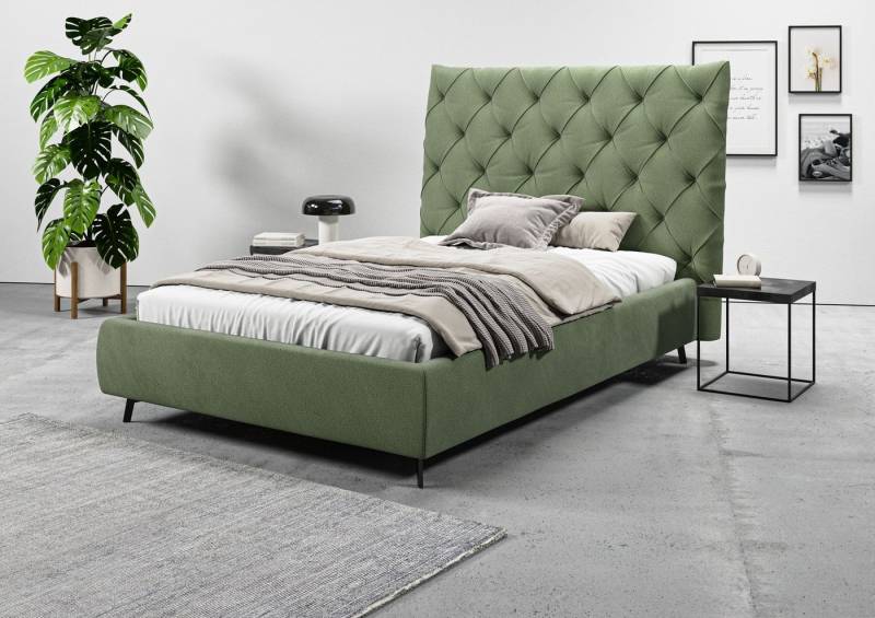 Leonique Polsterbett Maxime, in 4 Breiten bis 200cm, auch in Leder, Kopfteilhöhe 143 cm, belastbar bis 280 kg, auch in Überlänge 220cm von Leonique