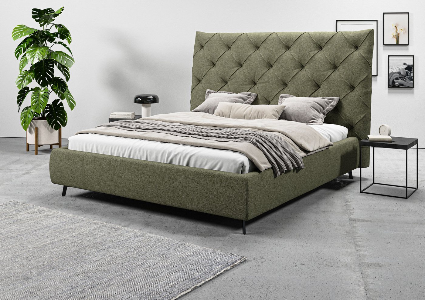 Leonique Polsterbett Maxime, in 4 Breiten bis 200cm, auch in Leder, Kopfteilhöhe 143 cm, belastbar bis 280 kg, auch in Überlänge 220cm von Leonique