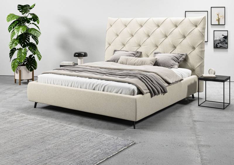 Leonique Polsterbett Maxime, in 4 Breiten bis 200cm, auch in Leder, Kopfteilhöhe 143 cm, belastbar bis 280 kg, auch in Überlänge 220cm von Leonique