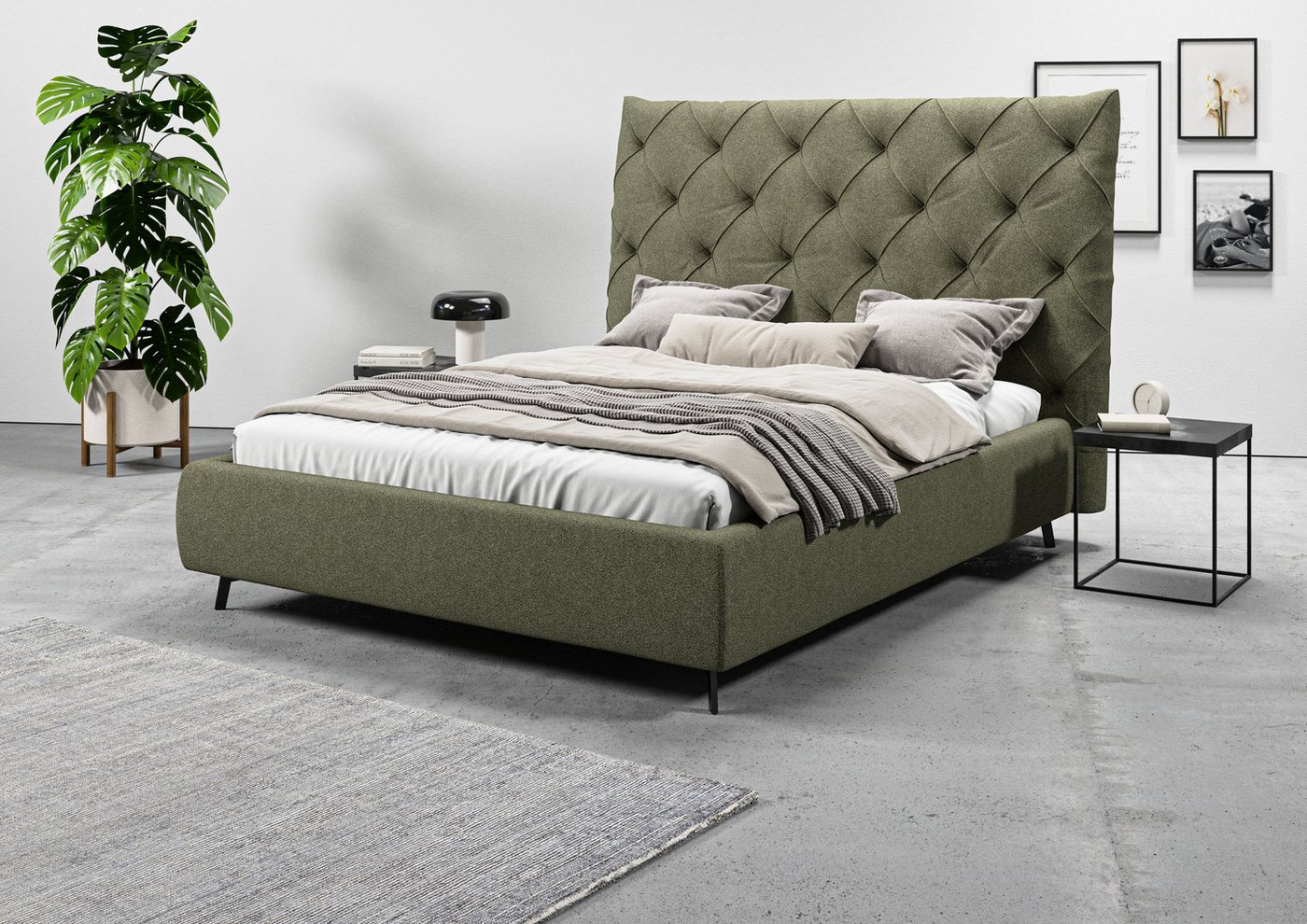 Leonique Polsterbett Maxime, in 4 Breiten bis 200cm, auch in Leder, Kopfteilhöhe 143 cm, belastbar bis 280 kg, auch in Überlänge 220cm von Leonique