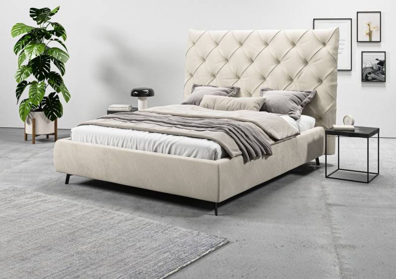 Leonique Polsterbett Maxime, in 4 Breiten bis 200cm, auch in Leder, Kopfteilhöhe 143 cm, belastbar bis 280 kg, auch in Überlänge 220cm von Leonique