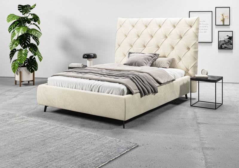 Leonique Polsterbett Maxime, in 4 Breiten bis 200cm, auch in Leder, Kopfteilhöhe 143 cm, belastbar bis 280 kg, auch in Überlänge 220cm von Leonique