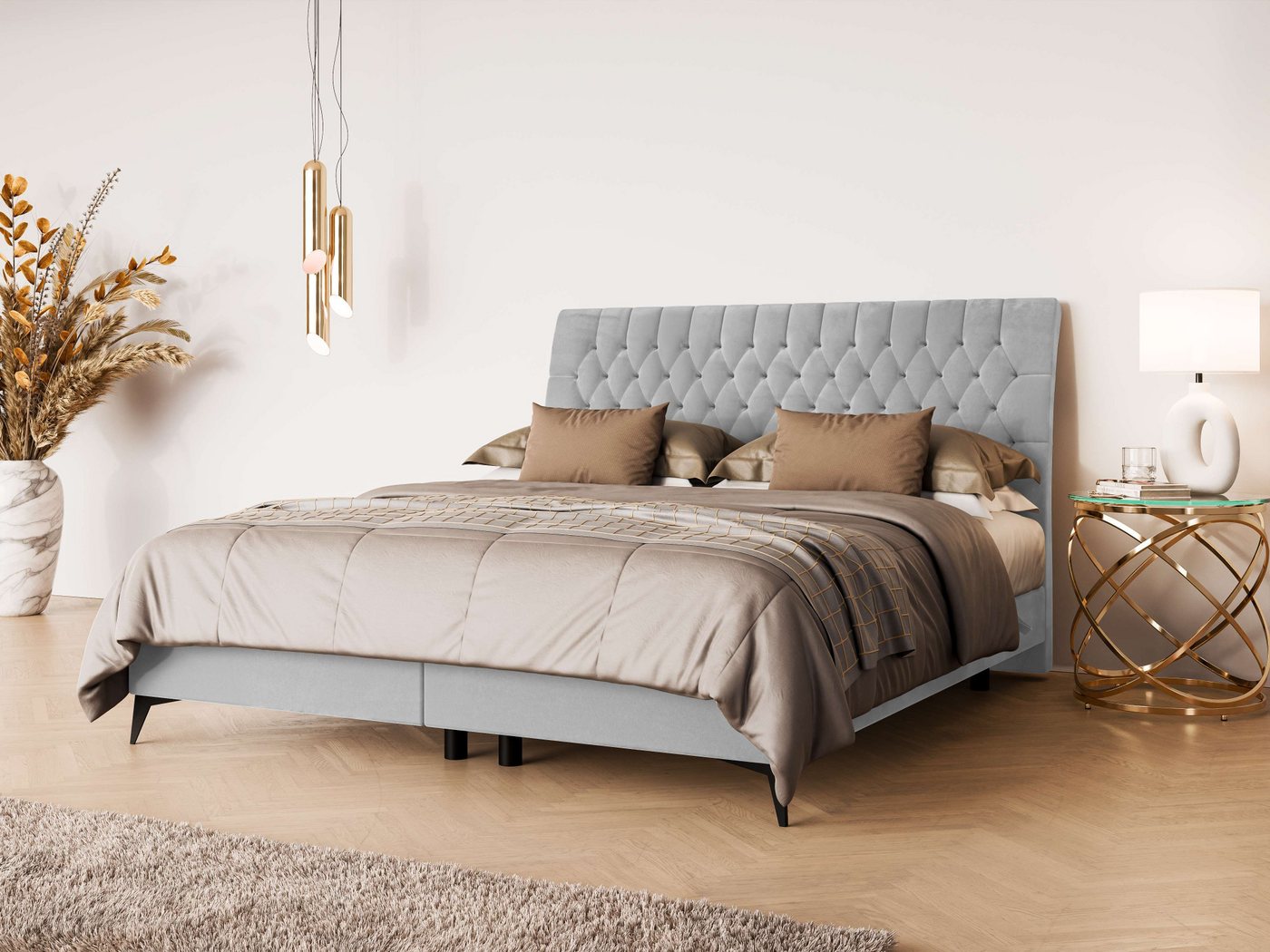 Leonique Polsterbett SYDNEE mit Matratze und Topper, in 2 Breiten (160 und 180 cm), Boxspringbett mit Kopfteil, Bettkasten, Matratze (BFK/TFK) und Topper von Leonique