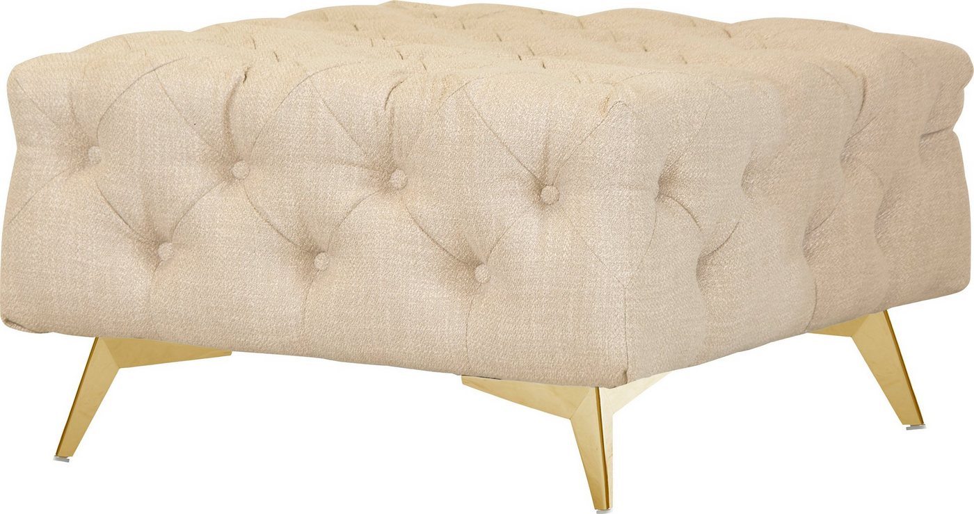 Leonique Polsterhocker Glynis, aufwändige Knopfheftung, moderne Chesterfield Optik, Fußfarbe wählbar von Leonique