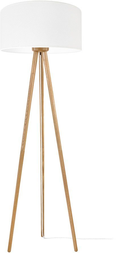 Leonique Stehlampe Elibana, Made in Europe, Leuchtmittel wechselbar, Dreibein aus Massivholz, mit hochwertigem Schirm, Skandinavischer Stil von Leonique
