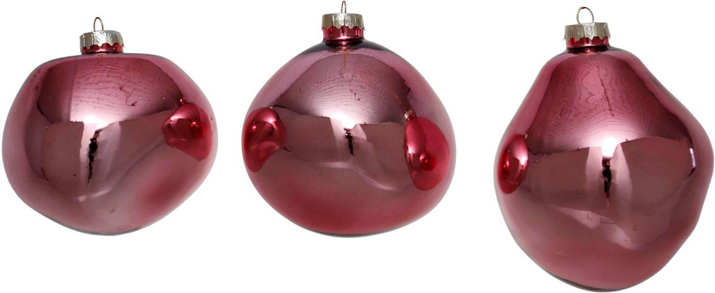 Leonique Weihnachtsbaumkugel Birdelle glänzend, Weihnachtsdeko, Christbaumschmuck, Christbaumkugeln (6 St), Baumkugeln in organischer Form, Ø ca. 8 cm, organische Kugeln aus Glas von Leonique