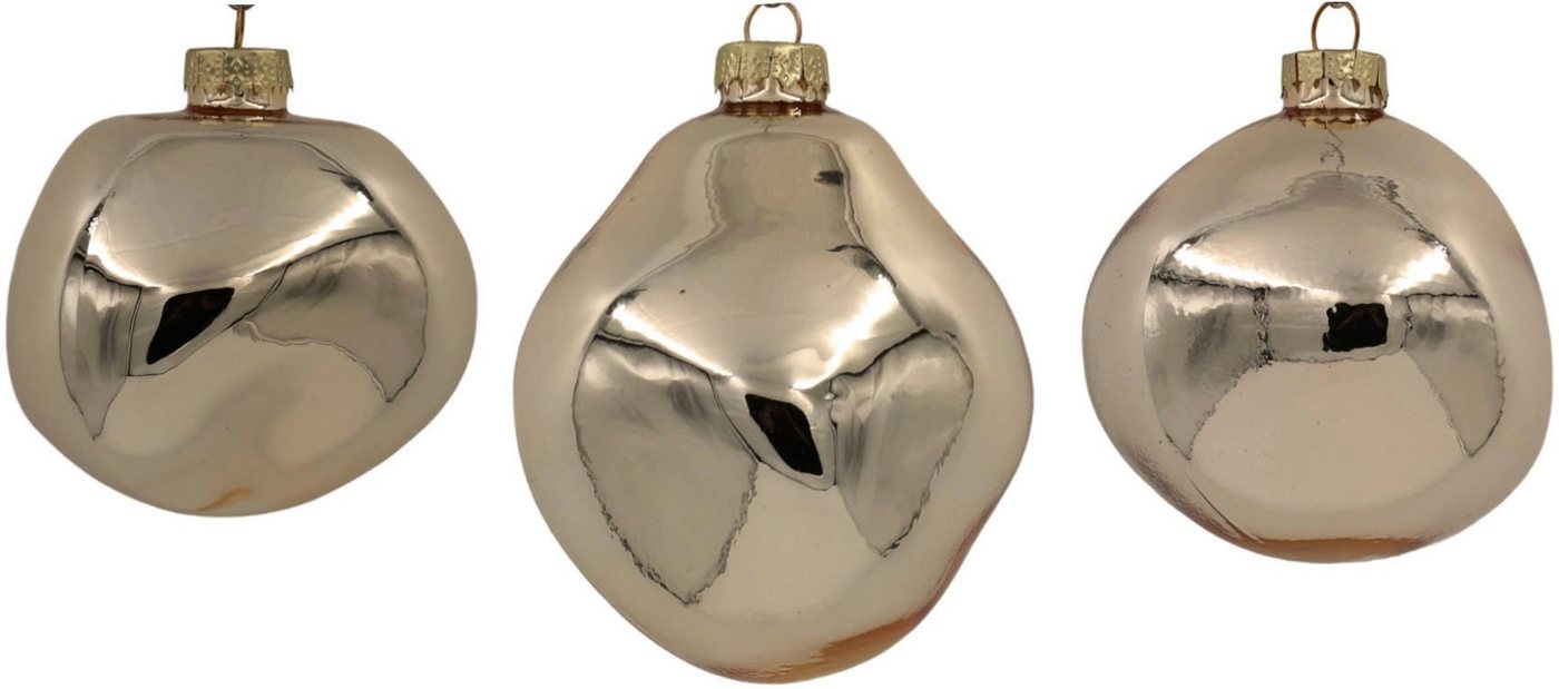 Leonique Weihnachtsbaumkugel Birdelle glänzend, Weihnachtsdeko, Christbaumschmuck, Christbaumkugeln (6 St), Baumkugeln in organischer Form, Ø ca. 8 cm, organische Kugeln aus Glas von Leonique