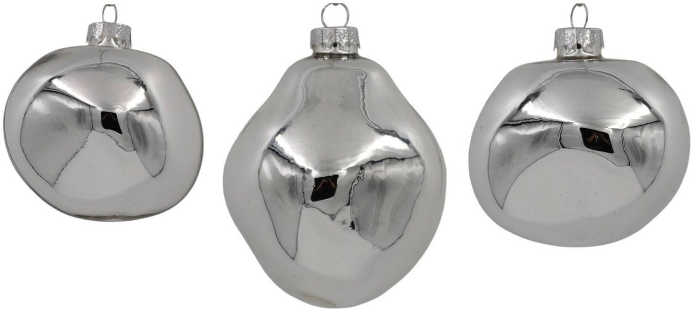 Leonique Weihnachtsbaumkugel Birdelle glänzend, Weihnachtsdeko, Christbaumschmuck, Christbaumkugeln (6 St), Baumkugeln in organischer Form, Ø ca. 8 cm, organische Kugeln aus Glas von Leonique