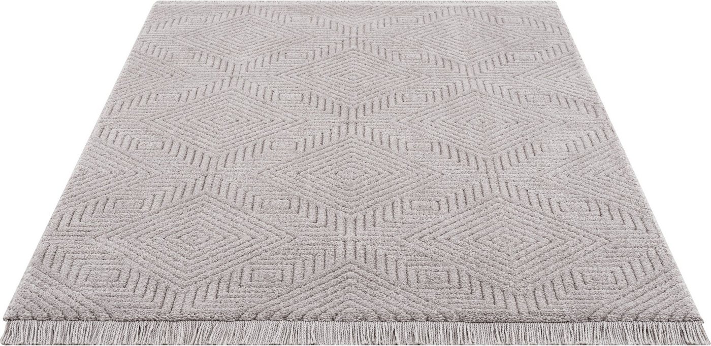 Teppich Duchesse, Leonique, rechteckig, Höhe: 22 mm, grafisches Design, Boho, Wende-Teppich im 3D-Effekt, mit Fransen von Leonique