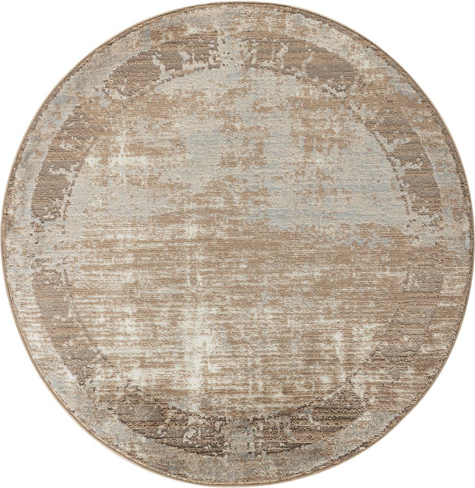 Teppich Hamsa, Leonique, rund, Höhe: 9 mm, dezenter Glanz, Schrumpf-Garn-Effekt, im Vintage-Look, dichte Qualität von Leonique