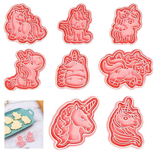 8 Stück Ausstechform Einhorn, Plätzchenausstecher Kinder, Einhorn Ausstecher Plätzchen, Ausstechformen Weihnachten 3D, Cookie Cutter Einhorn, Keksausstecher Plastik, Keksform Einhorn von Leonshco