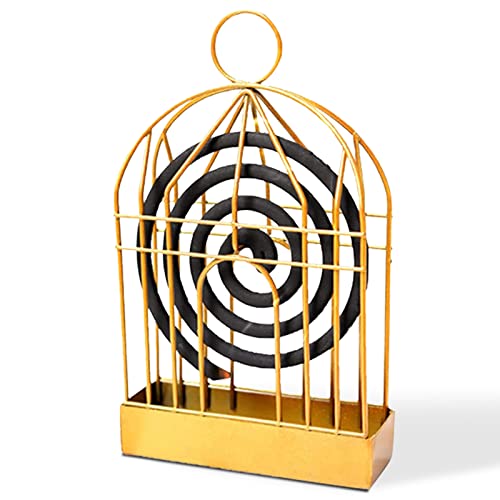 Familie Vogelkäfig Räucherstäbchenhalter,Mückenspirale Mosquito Rack,Meditation Dekorative Räuchergefäß,Räucherspirale Rack Mit Griff Kann Für Zu Hause,Einkaufszentrum,Bad Usw.Verwendet Werden (Gold) von Leonshco