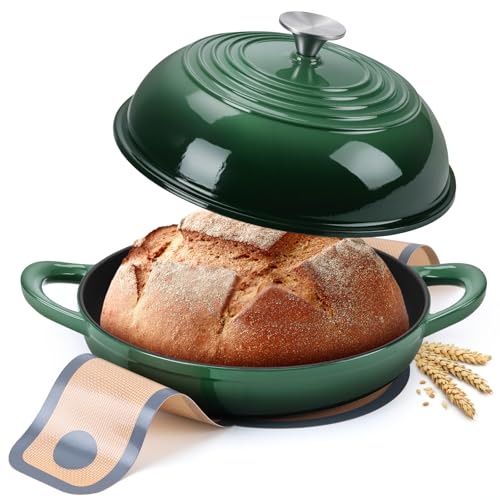 Schmortopf aus emailliertem Gusseisen, Leonyo Dutch Oven für Sauerteigbrot Backen, Gusseisen Brottopf 6 Quarts, Smaragd von Leonyo