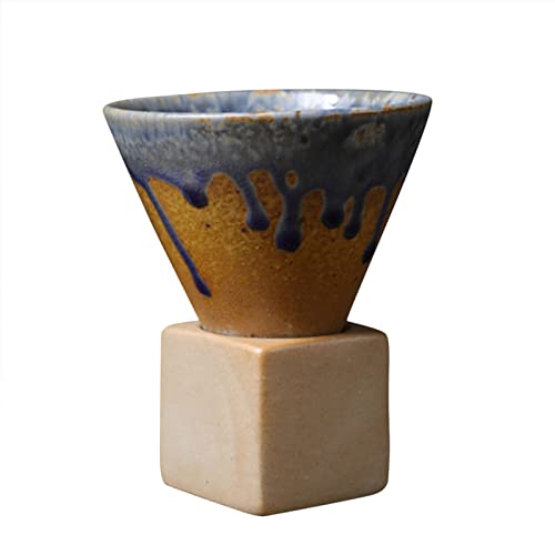 Grobe Pottery Kaffeetassen, japanischer Stil, Keramik, Teetassen, dreieckig, kegelförmig, Porzellan, Retro-Tasse mit quadratischem Boden, hitzebeständig, Trichter, Espresso, Latte für Zuhause, von Leopacat