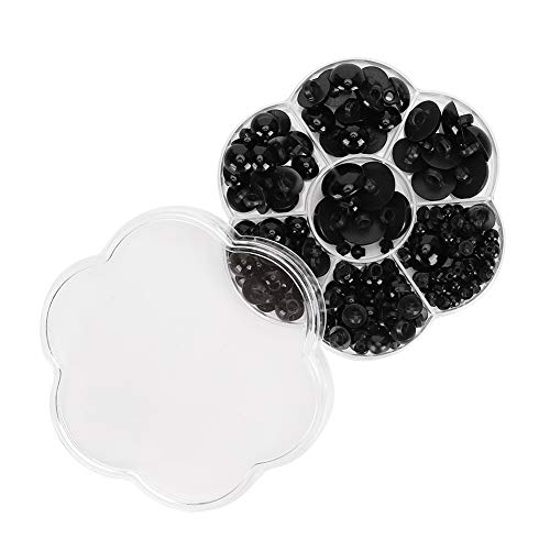 Halbperlen Schwarz, Schwarze Perlen mit flacher Rückseite, 184 Stück Halbrunde Perlen 7 Größen Perlen Cabochon für DIY Scrapbook Handyhülle, Hochzeitsdeko Haarnagel Zubehör Puppenauge Machen von Leopacat