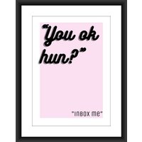 Du Ok, Nicht? Inbox Me.. A4 Poster Lustig, Humor, Beste Freundin Geschenk, Social Media, Text, Satz, Schlafzimmer, Wohnzimmer, Küche Pink Schwarz von LeopardFishPrints