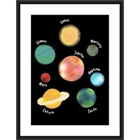 Weltraum Print Jungenzimmer Spielen Sonnensystem A4 Poster Wissenschaft Lernen Planeten Mond Sterne Kinderzimmer Wanddeko Kunst Unisex von LeopardFishPrints